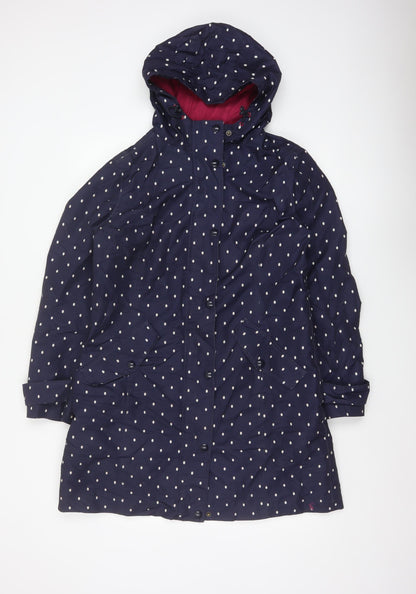 Joules Women’s Blue Polka Dot Waterproof Hooded Rain Coat UK 12