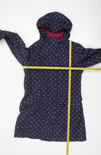 Joules Women’s Blue Polka Dot Waterproof Hooded Rain Coat UK 12