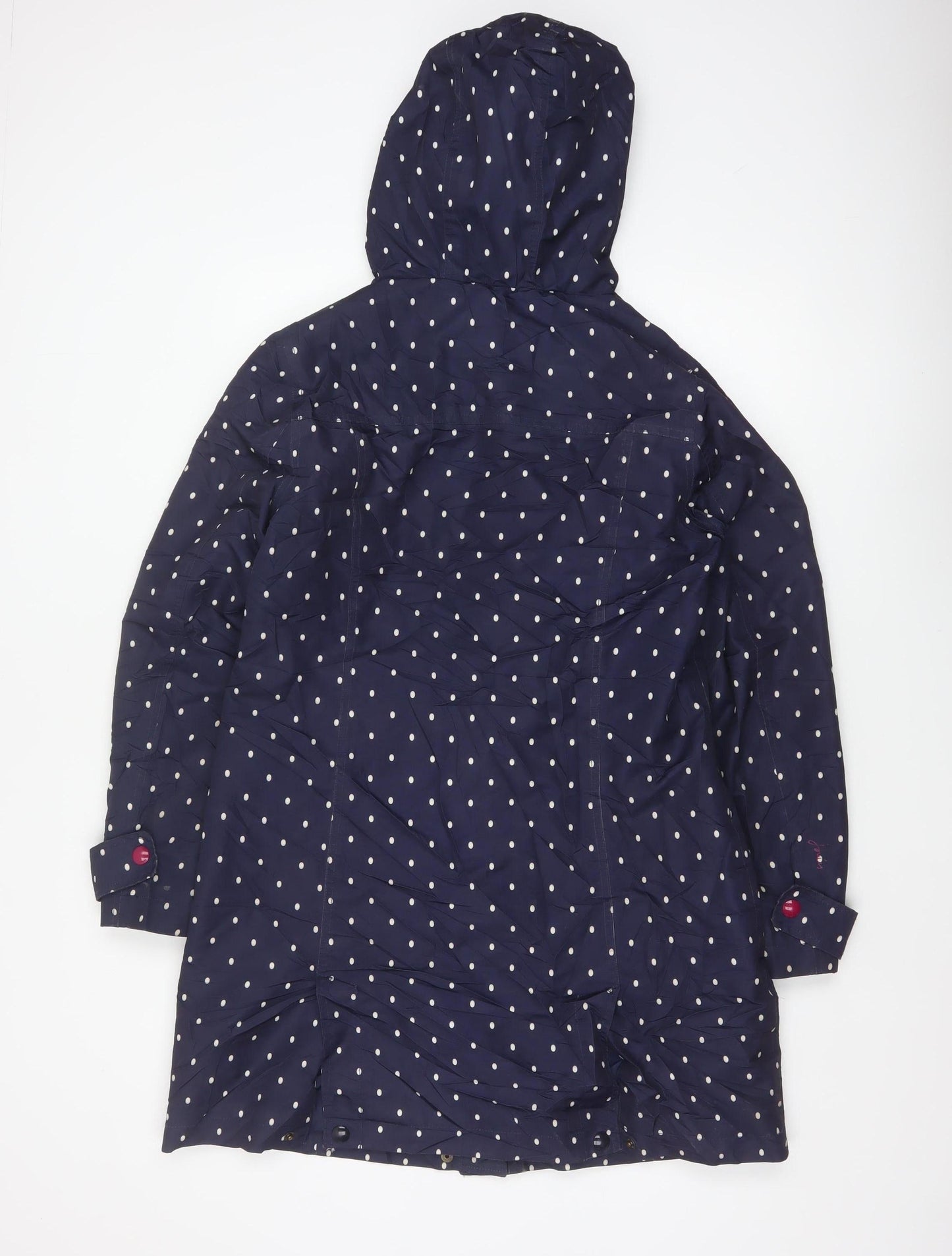 Joules Women’s Blue Polka Dot Waterproof Hooded Rain Coat UK 12