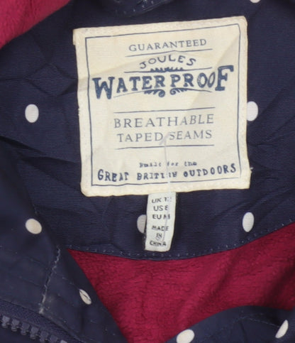 Joules Women’s Blue Polka Dot Waterproof Hooded Rain Coat UK 12