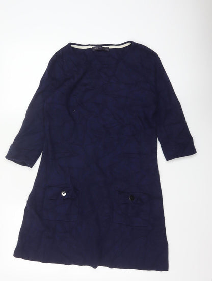 Marks and Spencer Women Blue UK 12 Knit Jumper Dress Pockets