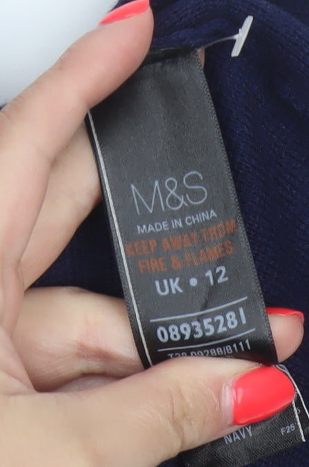 Marks and Spencer Women Blue UK 12 Knit Jumper Dress Pockets
