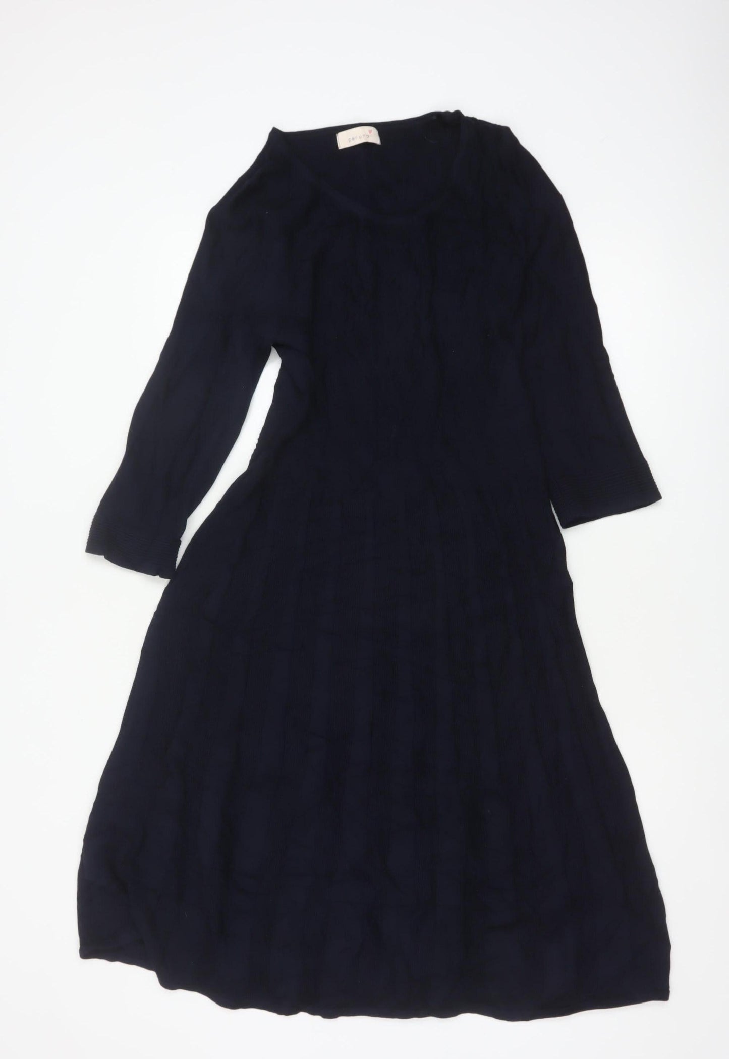 Per Una Women Blue UK 12 Knit Jumper Dress Round Neck 3/4 Sleeve