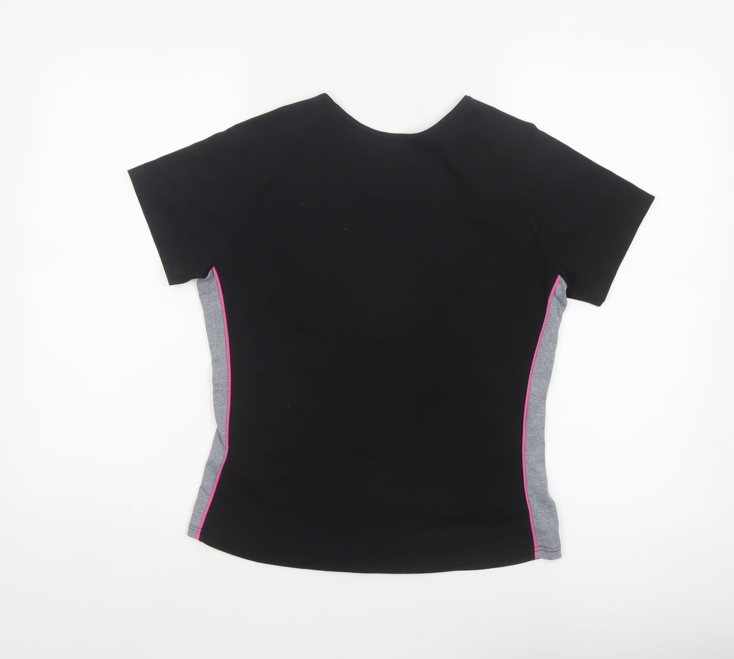 Marks & Spencer Women Black Size 14 Basic Sports T-Shirt Pink Trim