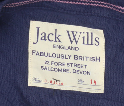 Jack Wills Women’s Blue Size 14 Cotton V-Neck Button Cardigan