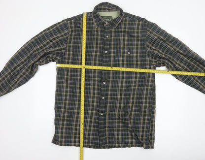 Champion Men's Green Check Lined Long Sleeve Button-Up Shirt M