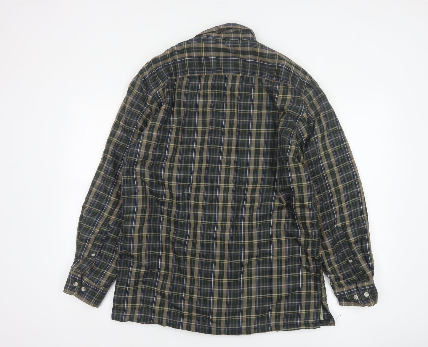 Champion Men's Green Check Lined Long Sleeve Button-Up Shirt M
