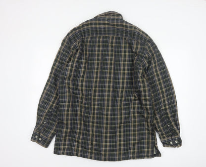 Champion Men's Green Check Lined Long Sleeve Button-Up Shirt M