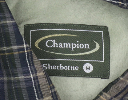 Champion Men's Green Check Lined Long Sleeve Button-Up Shirt M