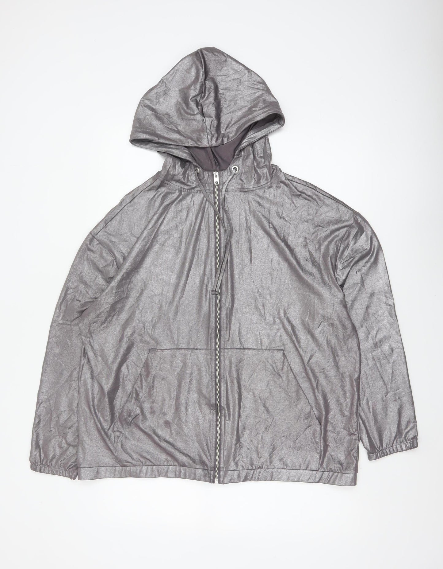 H&M Coachella Women’s Grey Metallic Full Zip Hooded Hoodie L