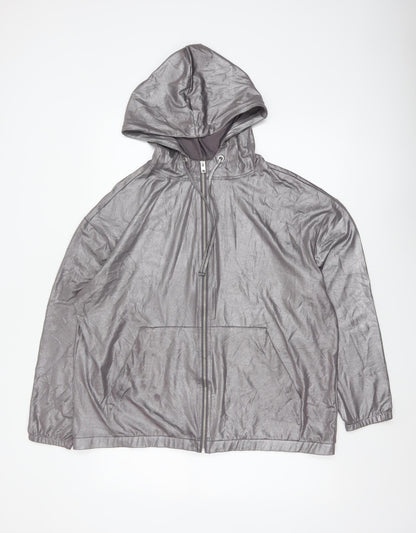 H&M Coachella Women’s Grey Metallic Full Zip Hooded Hoodie L