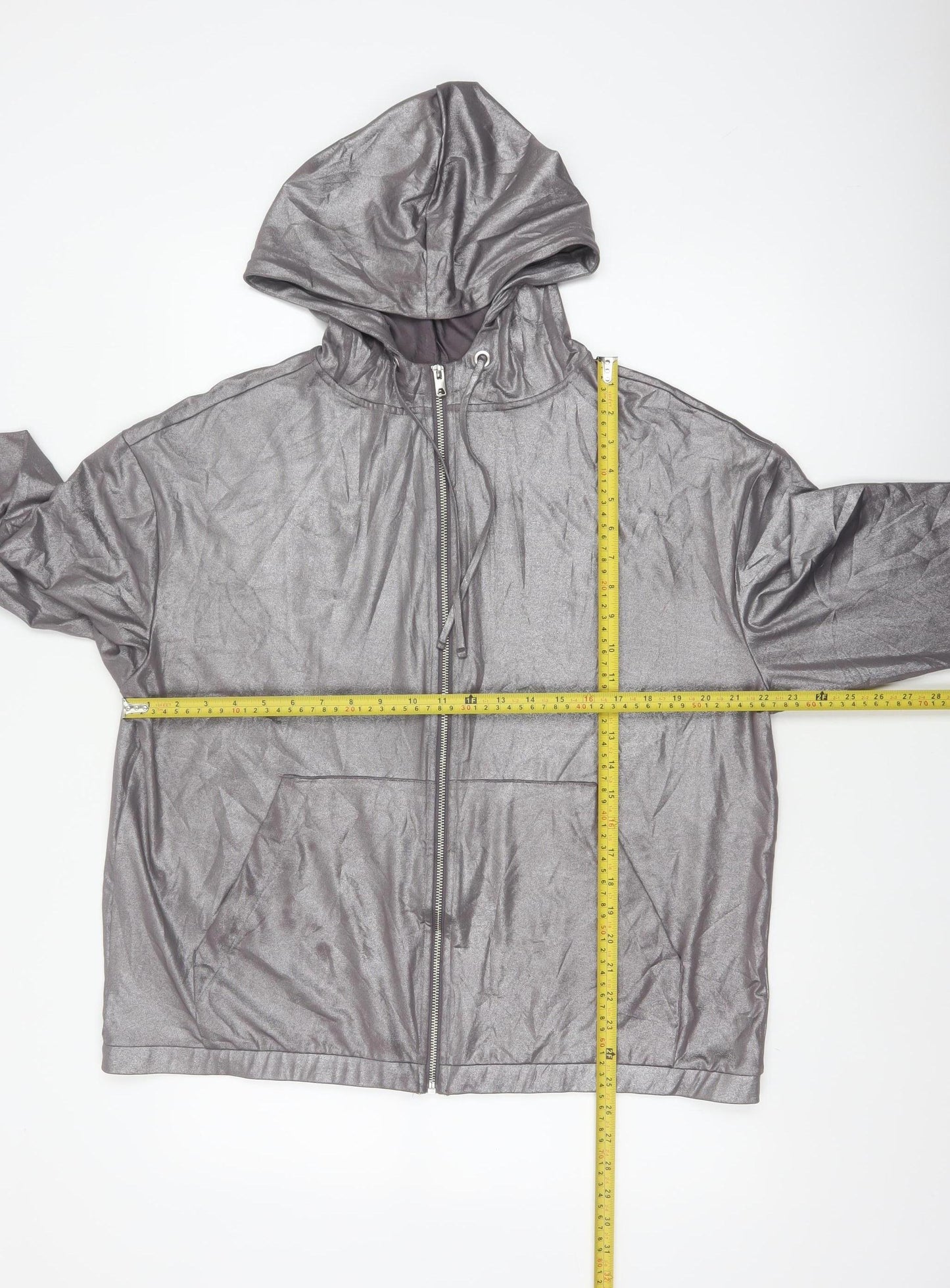 H&M Coachella Women’s Grey Metallic Full Zip Hooded Hoodie L