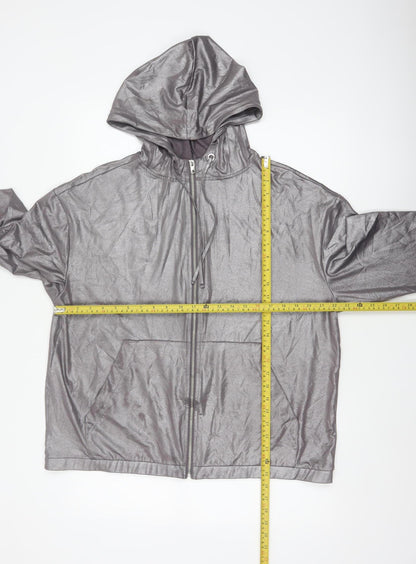 H&M Coachella Women’s Grey Metallic Full Zip Hooded Hoodie L