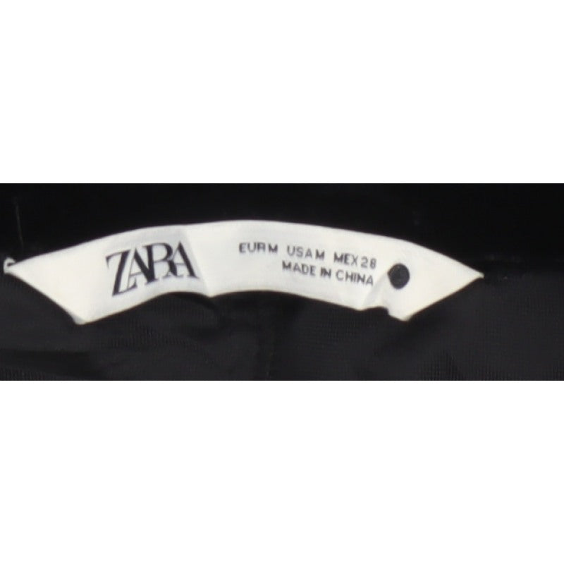 Zara Women Black M Velvet Fit & Flare Button Shirt Dress