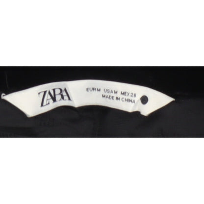Zara Women Black M Velvet Fit & Flare Button Shirt Dress