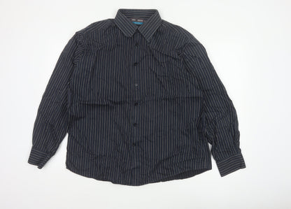 Marks & Spencer Men Blue 42 Pinstripe Pure Cotton Easy Iron Shirt