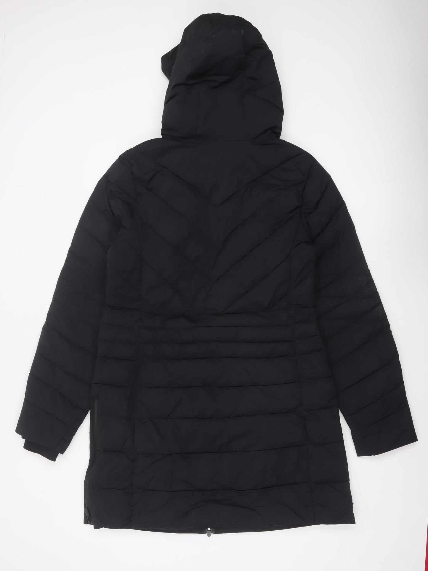 Goodmove Women’s Black UK 14 Long Hooded Puffer Jacket Quilted
