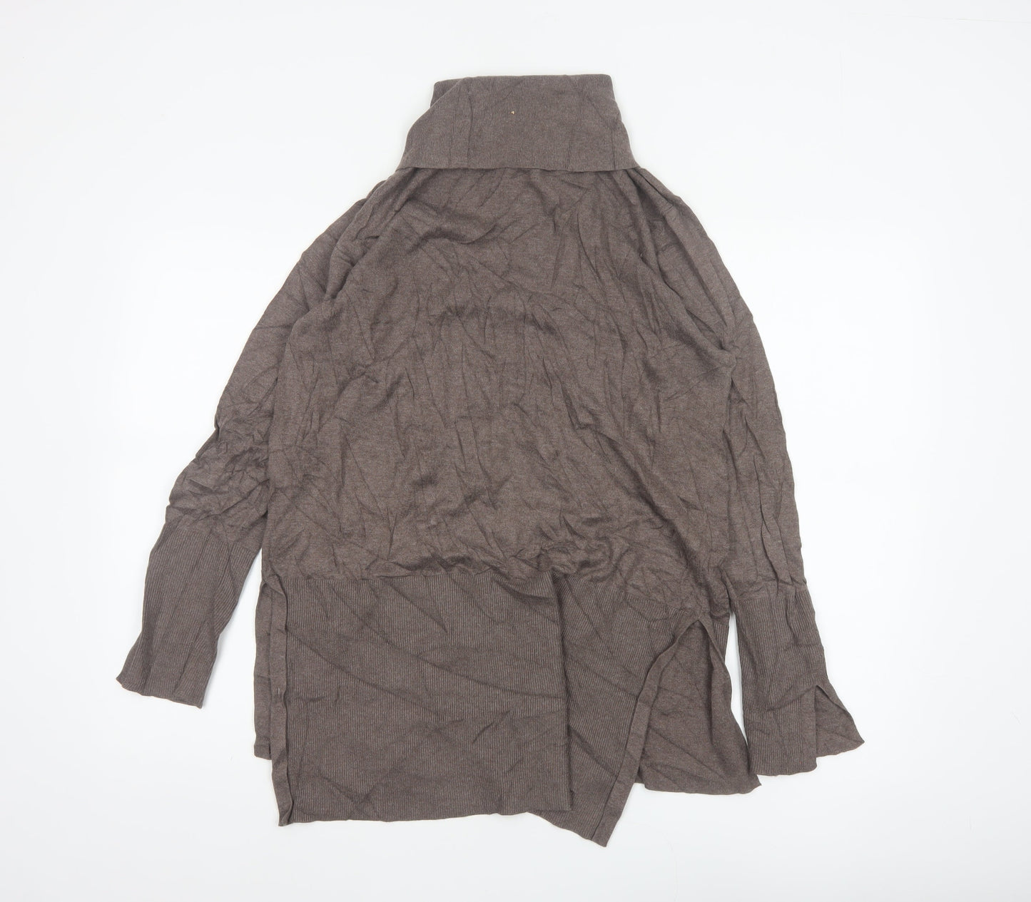 Modern Rarity Women’s Brown M Cowl Neck Cotton Blend Knit Jumper