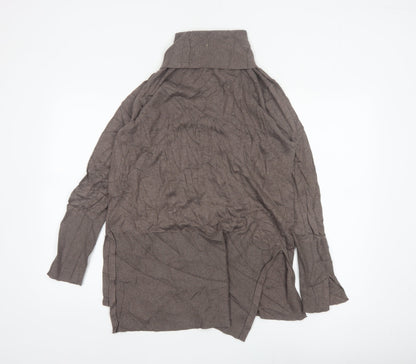 Modern Rarity Women’s Brown M Cowl Neck Cotton Blend Knit Jumper