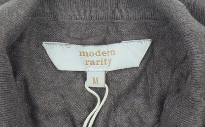 Modern Rarity Women’s Brown M Cowl Neck Cotton Blend Knit Jumper