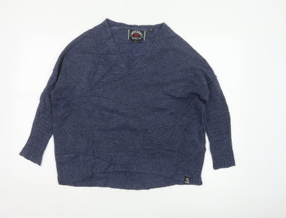 Superdry Unisex Blue S V-Neck Varsity Logo Knit Pullover Jumper
