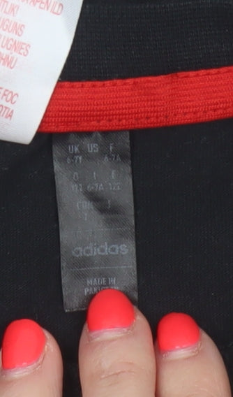 Adidas Boys Black Red 5-6 Years Logo Jersey T-Shirt