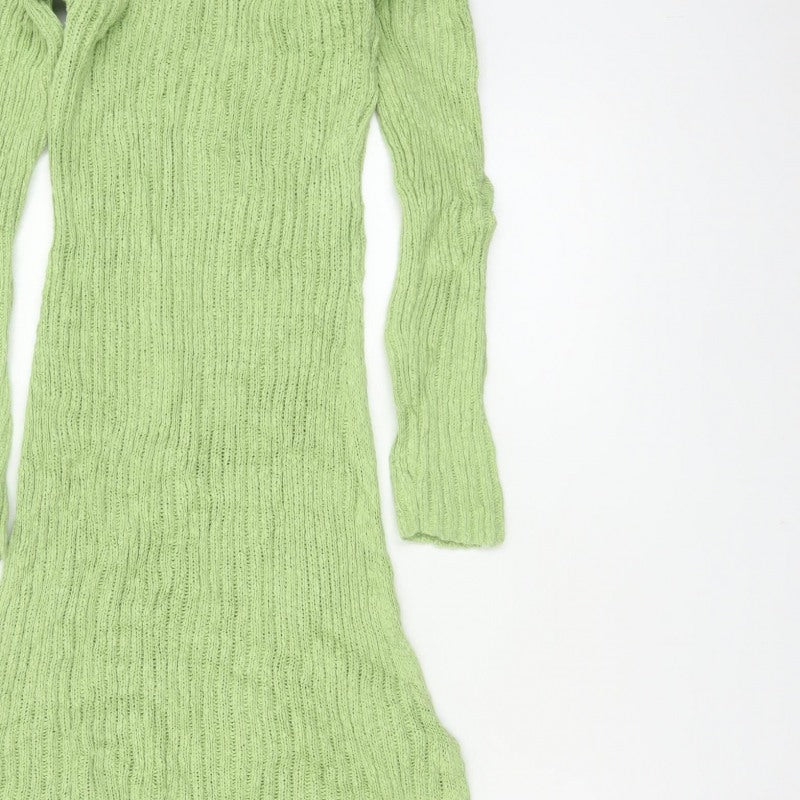 MNG Women Green M Long Knit Maxi Jumper Dress Long Sleeve