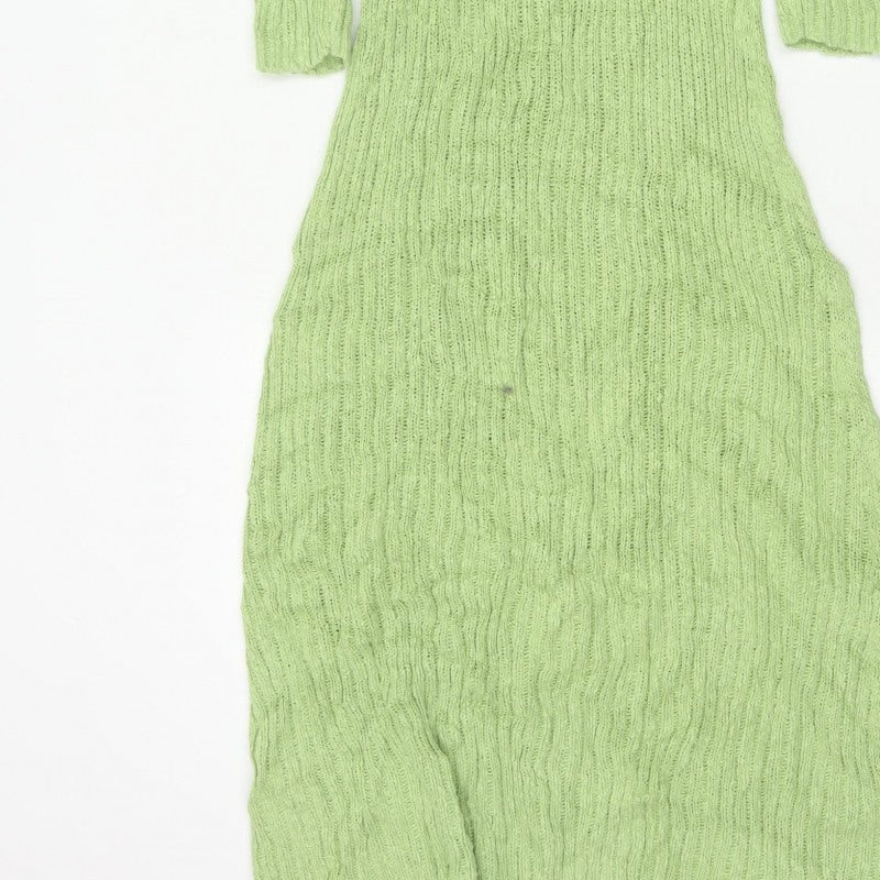 MNG Women Green M Long Knit Maxi Jumper Dress Long Sleeve