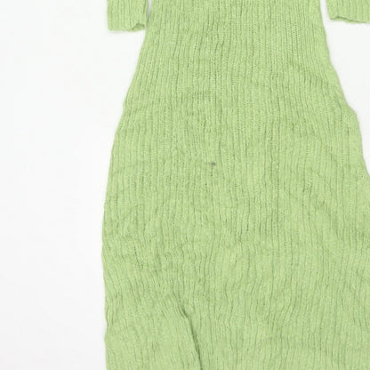 MNG Women Green M Long Knit Maxi Jumper Dress Long Sleeve