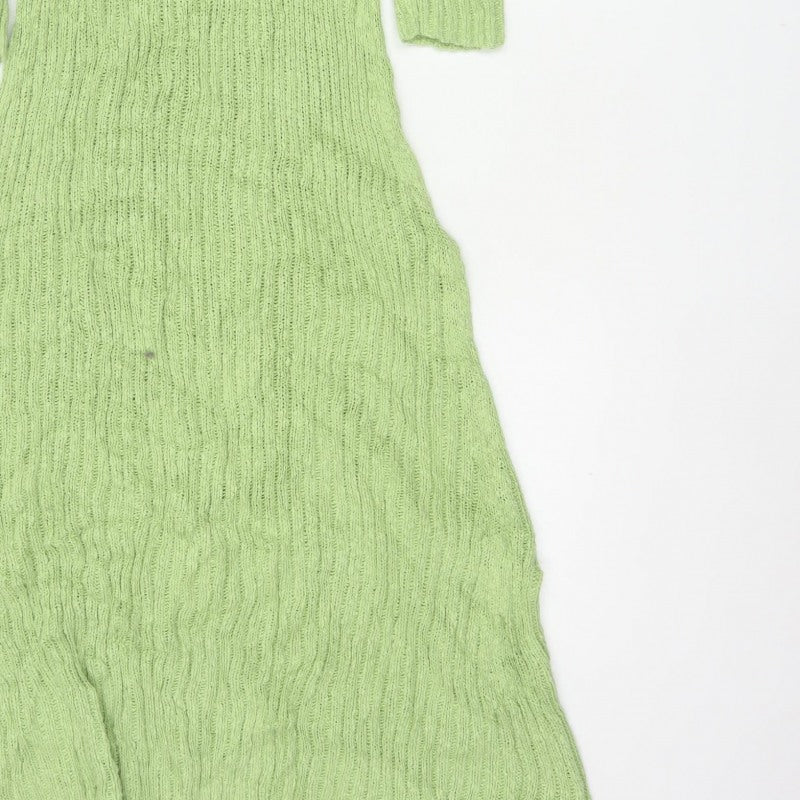 MNG Women Green M Long Knit Maxi Jumper Dress Long Sleeve
