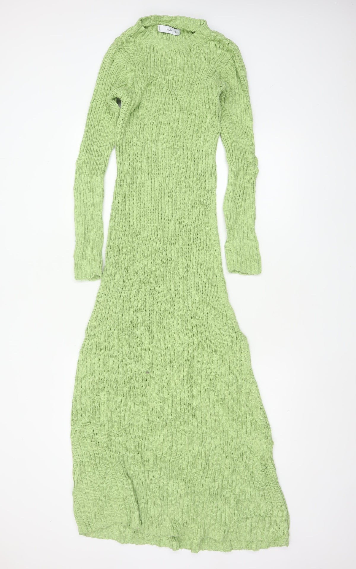 MNG Women Green M Long Knit Maxi Jumper Dress Long Sleeve
