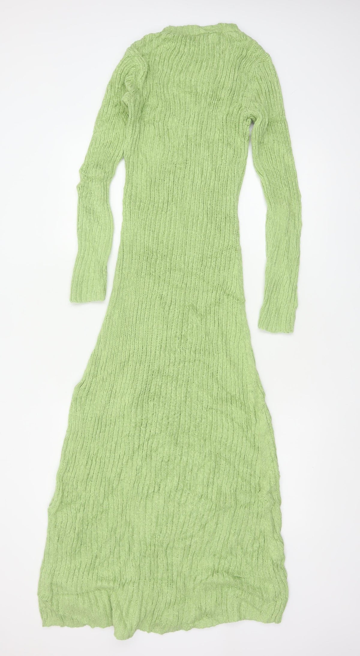 MNG Women Green M Long Knit Maxi Jumper Dress Long Sleeve