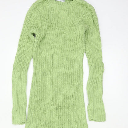 MNG Women Green M Long Knit Maxi Jumper Dress Long Sleeve
