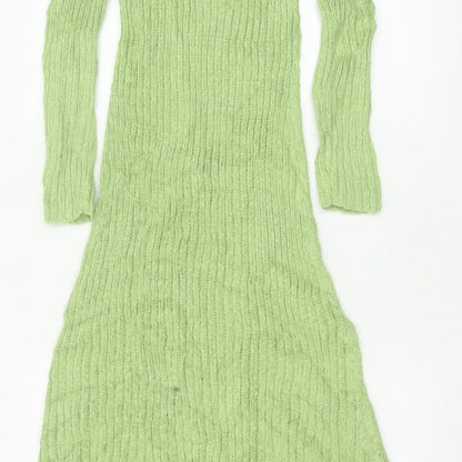 MNG Women Green M Long Knit Maxi Jumper Dress Long Sleeve