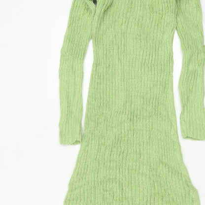 MNG Women Green M Long Knit Maxi Jumper Dress Long Sleeve
