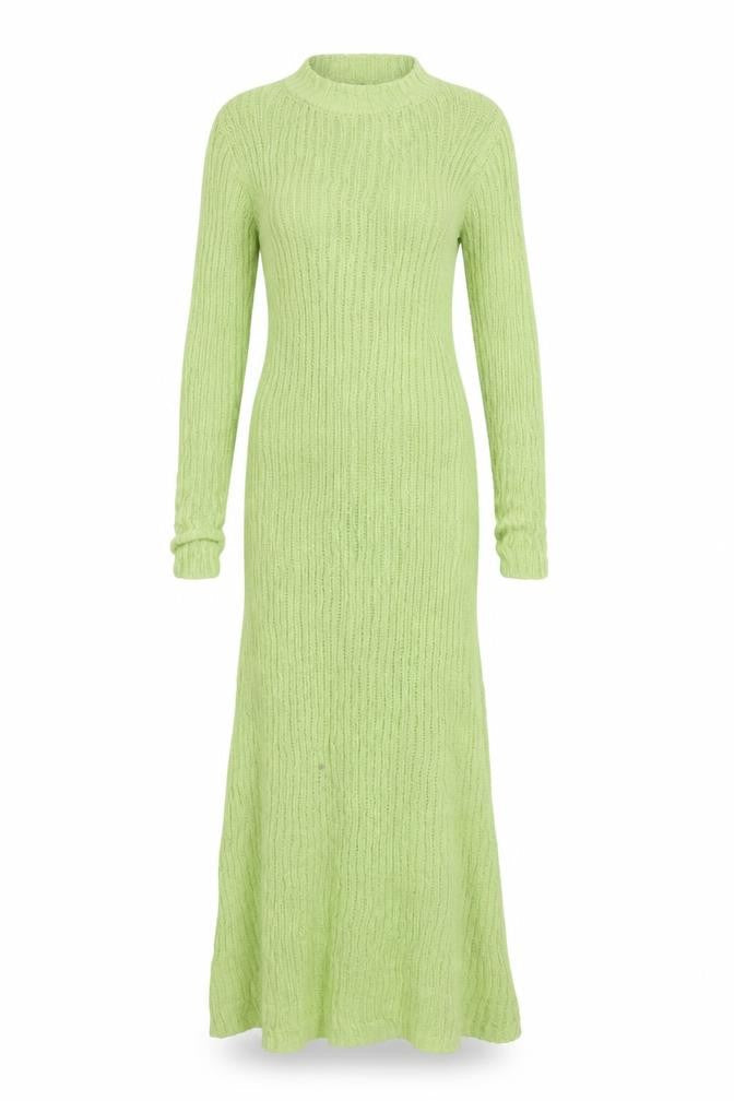 MNG Women Green M Long Knit Maxi Jumper Dress Long Sleeve