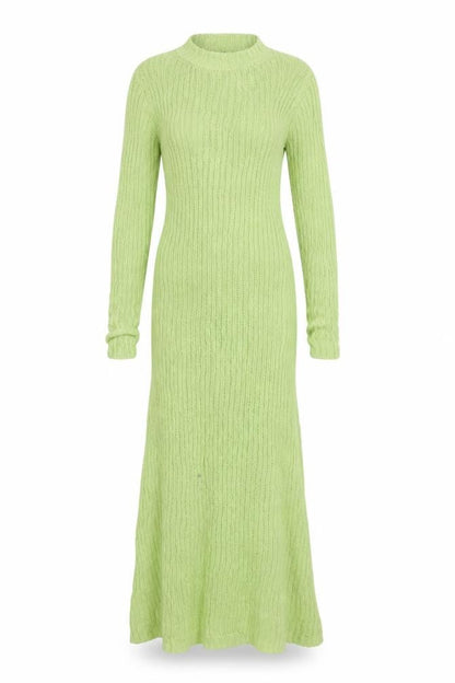 MNG Women Green M Long Knit Maxi Jumper Dress Long Sleeve