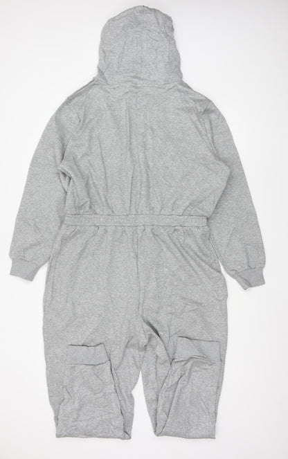 Pretty Secrets Women Grey UK 16/18 Hooded Fleece Zip One Piece