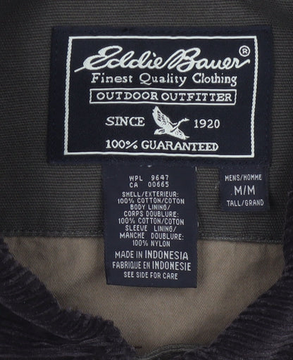 Eddie Bauer Men’s Green M Tall Cotton Field Jacket Corduroy Collar