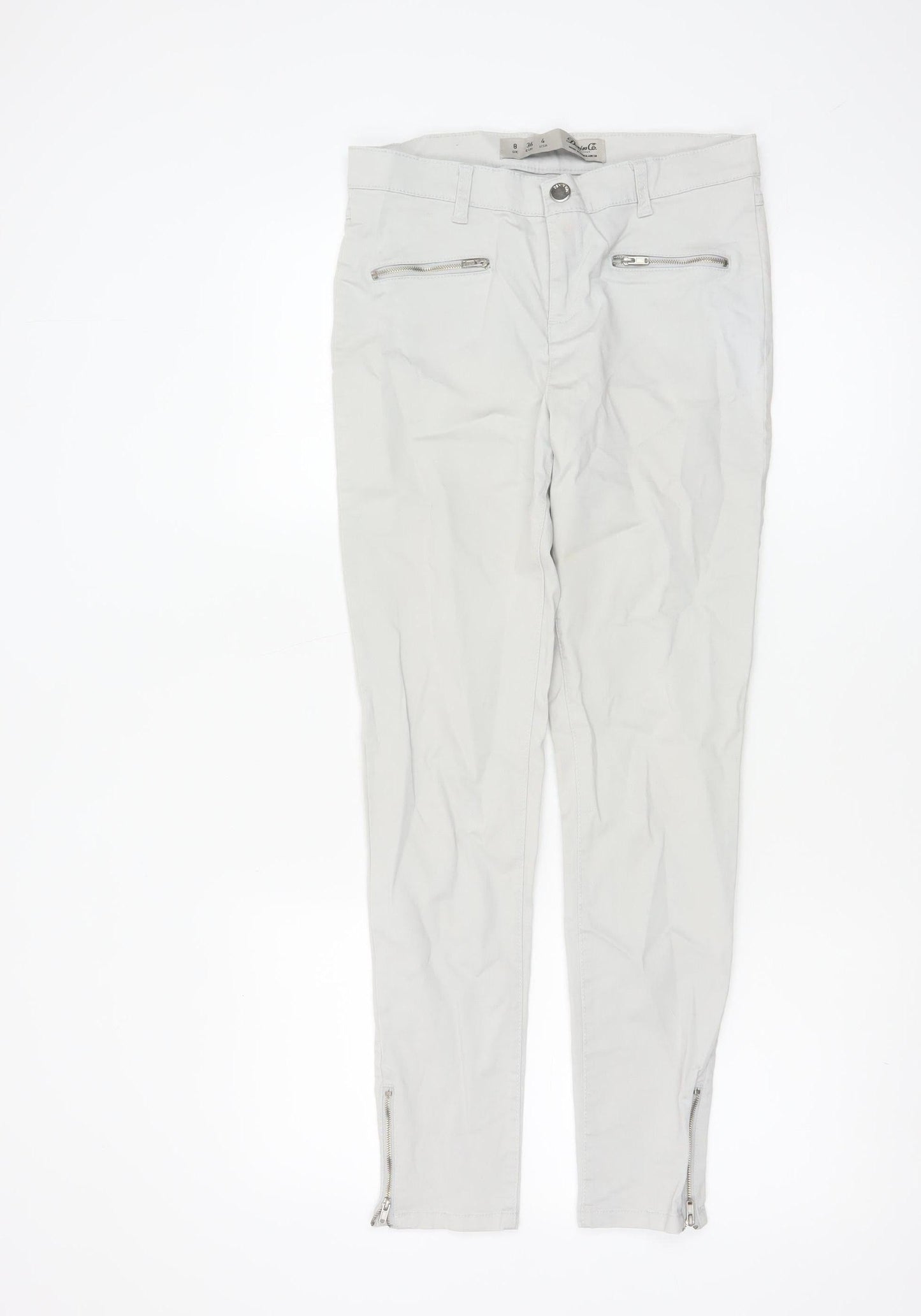 Denim Co. Women’s Grey Size 8 Skinny Trousers Ankle Zip Stretch