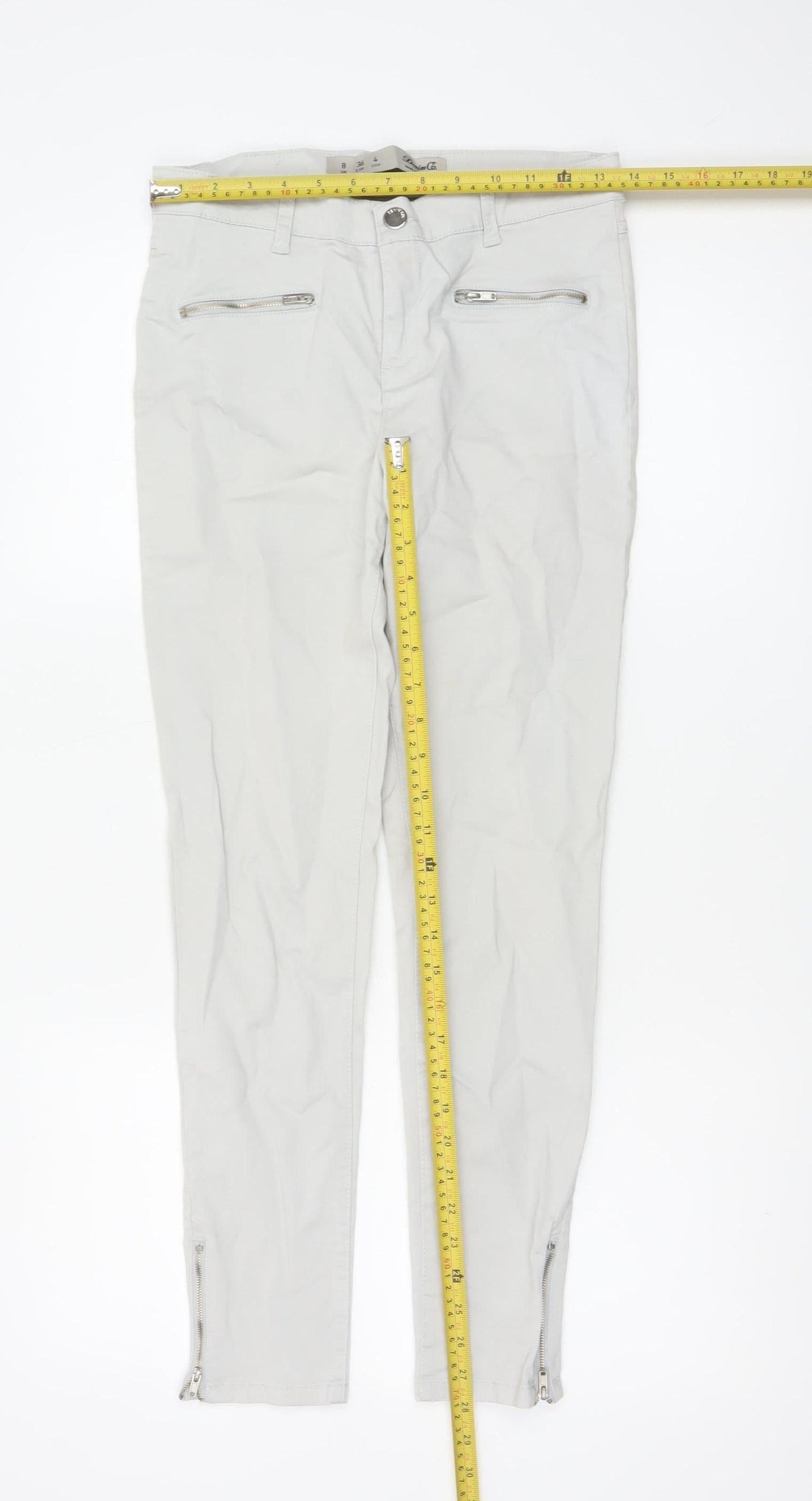 Denim Co. Women’s Grey Size 8 Skinny Trousers Ankle Zip Stretch