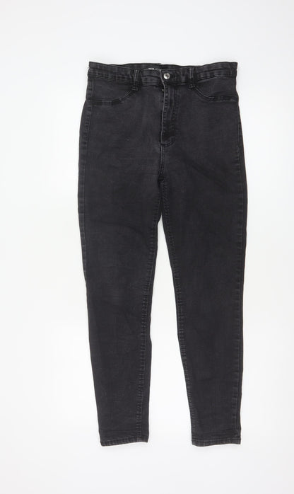Zara Women Black Skinny High Rise Jeans UK 14 5 Pocket