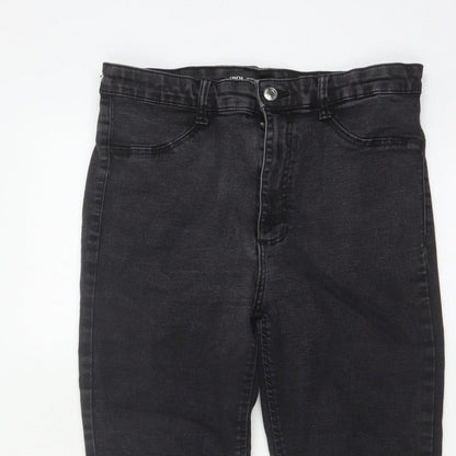 Zara Women Black Skinny High Rise Jeans UK 14 5 Pocket