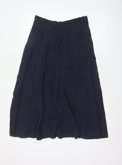 M&S Collection Women Blue Size 10 A-Line High Rise Midi Viscose Skirt