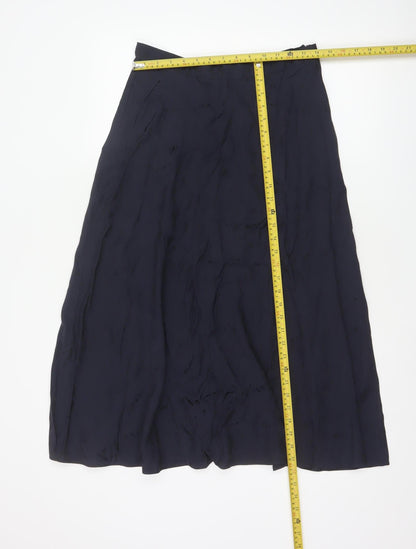 M&S Collection Women Blue Size 10 A-Line High Rise Midi Viscose Skirt