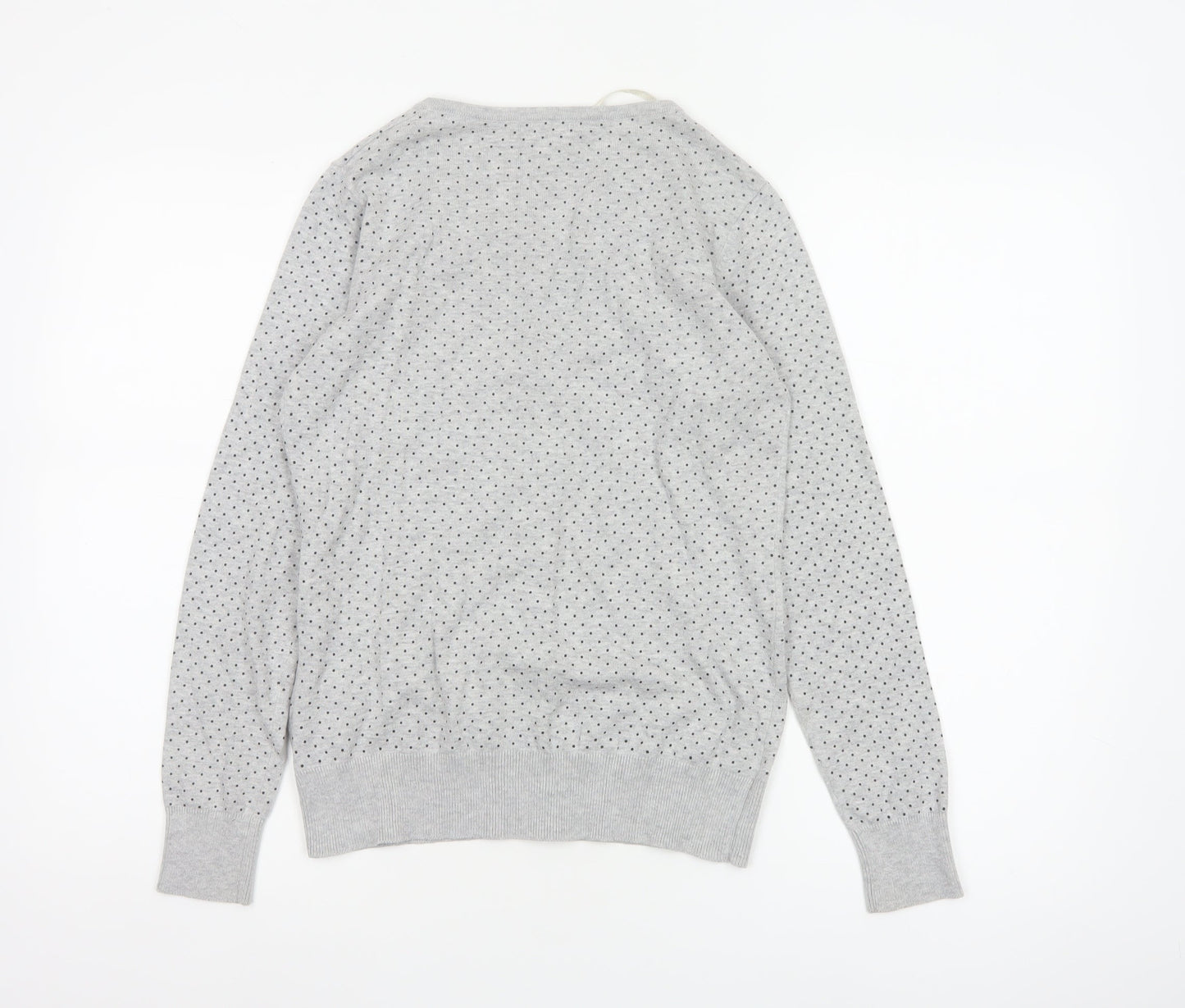 Kiabi Women Grey Polka Dot Button Cardigan Size 12 Cotton Knit