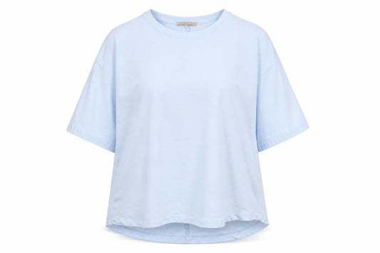Zara Women Blue M Basic Cotton Crew Neck Kimono Sleeve T-Shirt