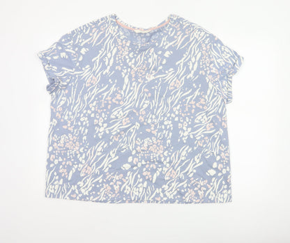 Marks and Spencer Women Blue XL Zebra Print Cotton Pyjama T-Shirt Top