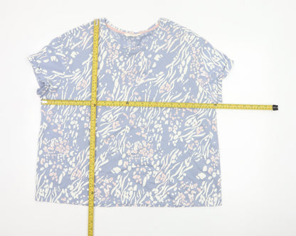 Marks and Spencer Women Blue XL Zebra Print Cotton Pyjama T-Shirt Top