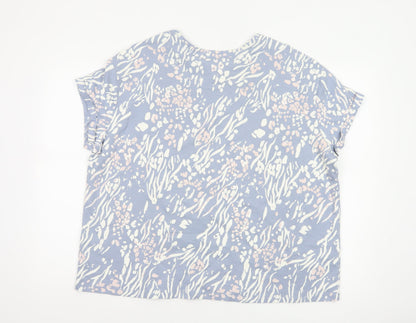 Marks and Spencer Women Blue XL Zebra Print Cotton Pyjama T-Shirt Top